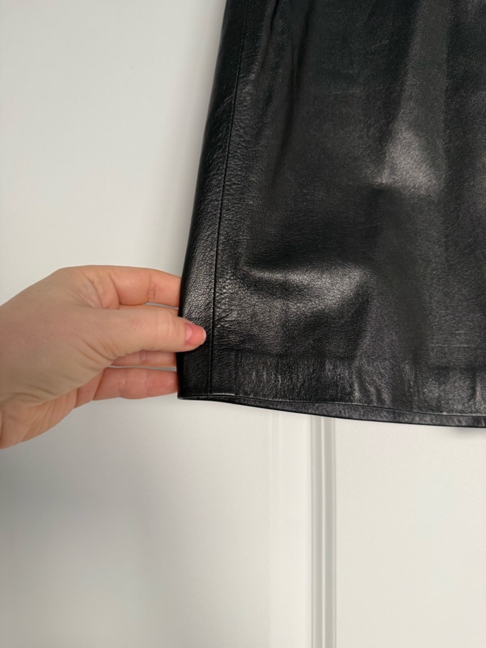 Coach Black Leather Wrap Mini Skirt with Silver Buckle - Picture 4 of 9